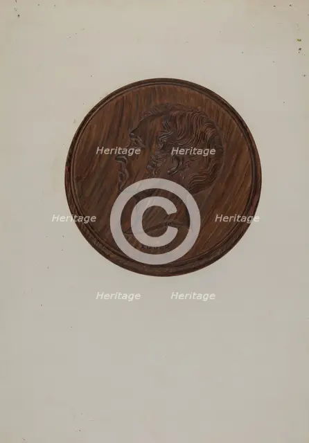 Wooden Medallion, c. 1936. Creator: Florence Huston.