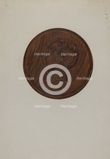 Wooden Medallion, c. 1936. Creator: Florence Huston.