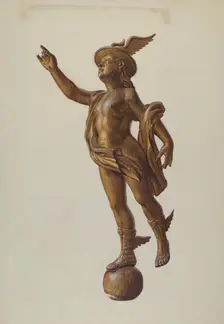 Wooden "Mercury" Figure, c. 1936. Creator: Elizabeth Moutal