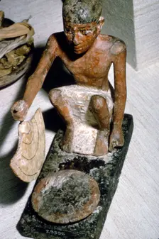 Wooden Model of Man fanning Fire, Egyptian Tomb Finding, c1900 BC