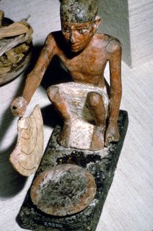 Wooden Model of Man fanning Fire, Egyptian Tomb Finding, c1900 BC