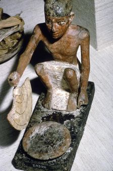 Wooden Model of Man fanning Fire, Egyptian Tomb Finding, c1900 BC