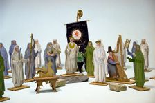Wooden models of the Bangor National Gorsedd, 1914. Creator: Unknown
