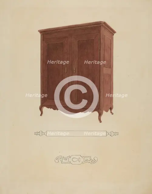 Wooden Armoire, c. 1941. Creator: Adele Brooks.