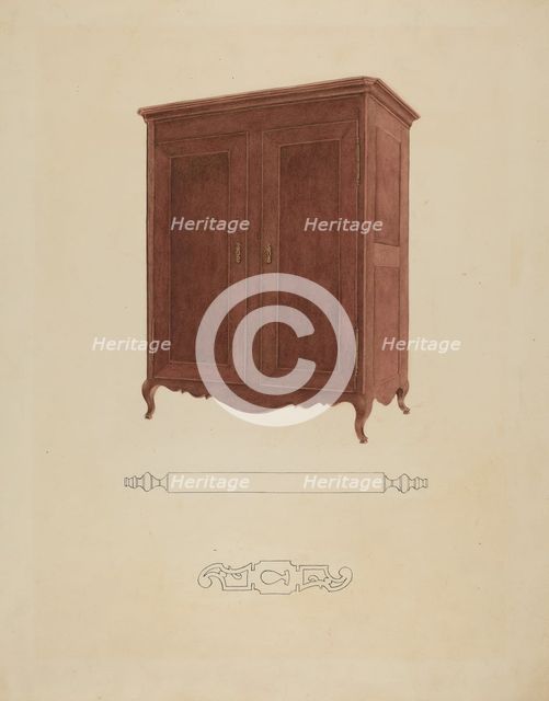 Wooden Armoire, c. 1941. Creator: Adele Brooks.