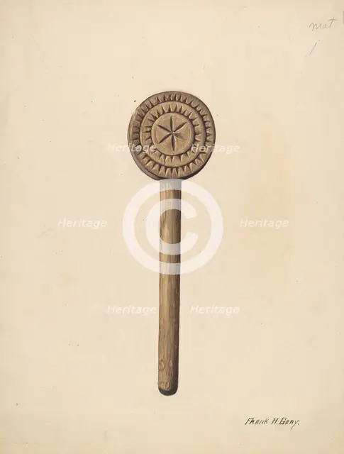 Wooden Butter Stamp, c. 1937. Creator: Frank Gray.