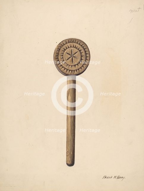 Wooden Butter Stamp, c. 1937. Creator: Frank Gray.