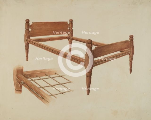 Wooden Bed, c. 1937. Creator: Al Curry.