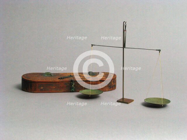 Wooden Box with Bronze Balance Scale, Coptic, 500-600. Creator: Unknown.