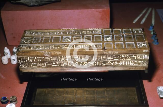 Wooden box for the game of Senet,  Egyptian, c1300 BC.  Artist: Unknown.