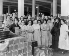 Wooden box industry - female workers posing with Mrs. Graham, c1910. Creator: Frances Benjamin Johnston
