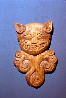 Wooden bridle ornament, Head of Tiger from Altai, 5th century BC-4th century BC