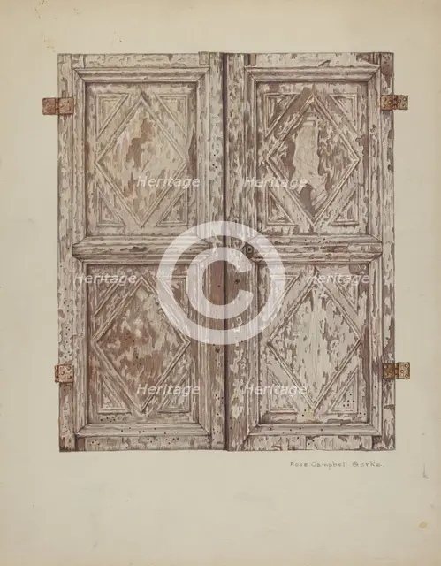 Wooden Cabinet Doors, c. 1939. Creator: Rose Campbell-Gerke.