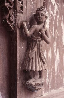 Wooden carving, Udaipur, India, 1988. Creator: Amanda Waite