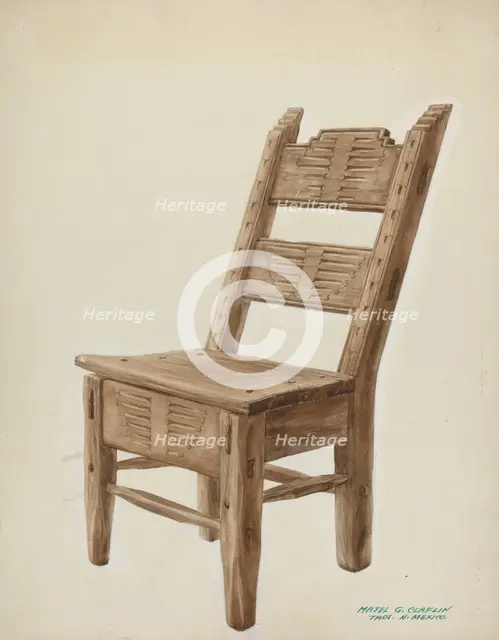 Wooden Chair, c. 1939. Creator: Majel G. Claflin.
