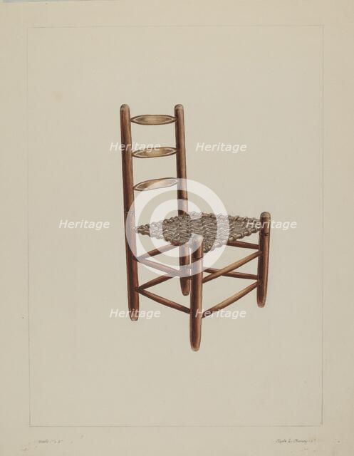 Wooden chair, probably 1938. Creator: Clyde L. Cheney.