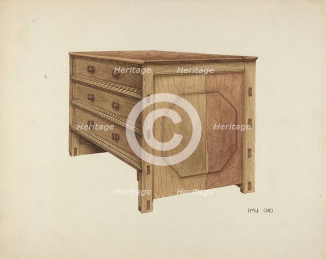Wooden Chest, c. 1938. Creator: Emile Cero.
