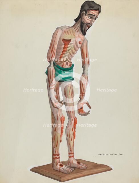 Wooden Christo, Painted (Front view), c. 1937. Creator: Majel G. Claflin.