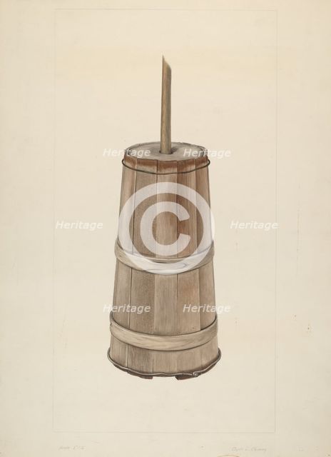 Wooden Churn, 1935/1942. Creator: Clyde L. Cheney.