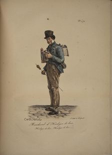 Wooden clock seller. From the Series "Cris de Paris" (The Cries of Paris), 1815. Creator: Vernet, Carle (1758-1836)
