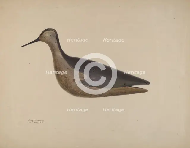 Wooden Decoy, c. 1937. Creator: Chris Makrenos.