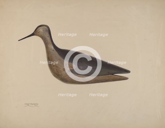 Wooden Decoy, c. 1937. Creator: Chris Makrenos.