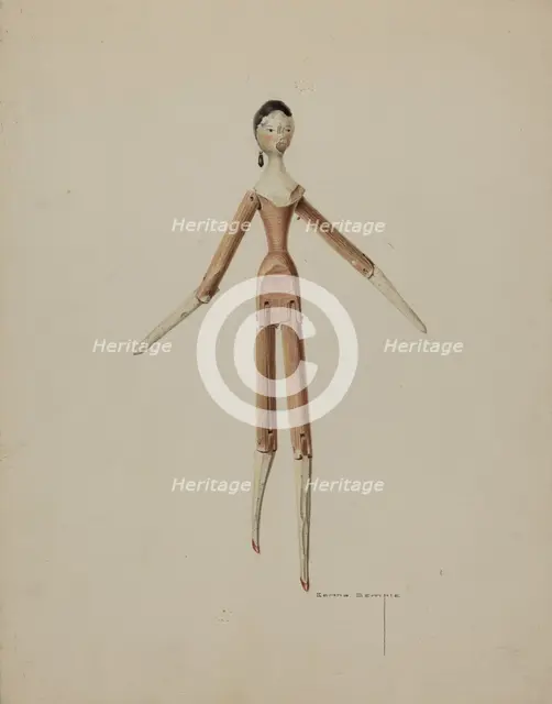 Wooden Doll, c. 1939. Creator: Bertha Semple.