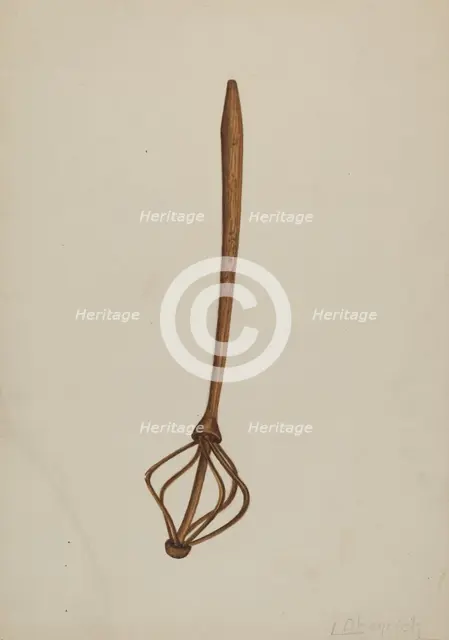 Wooden Egg Beater, c. 1940. Creator: Luther D. Wenrich.