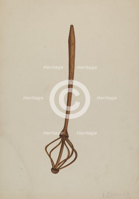 Wooden Egg Beater, c. 1940. Creator: Luther D. Wenrich.