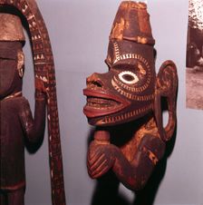 Wooden Figure from Bow of War Canoe to ward of evil spirits (Solomon Islands). Horniman Museum - New