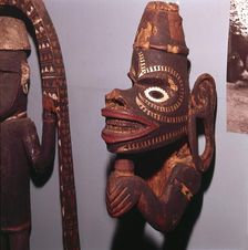 Wooden Figure from Bow of War Canoe to ward of evil spirits (Solomon Islands). Horniman Museum - New