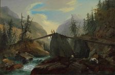 Wooden footbridge over the Lütschine near Gsteig, 1774. Creator: Wolf, Caspar (1735-1783)