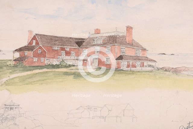 Wooden House near the Water (perhaps an early idea for Cliffs, Manchester, Mass..., ca. 1879. Creator: Arthur Little.