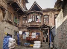 Wooden house, Old Srinagar, Kashmir, India, 2023. Creator: Peter Thompson