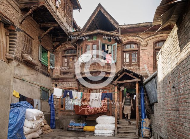 Wooden house, Old Srinagar, Kashmir, India, 2023. Creator: Peter Thompson.