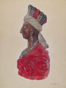 Wooden Indian Bust, c. 1937. Creator: David Ramage