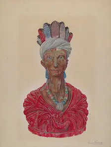 Wooden Indian Bust, c. 1937. Creator: David Ramage
