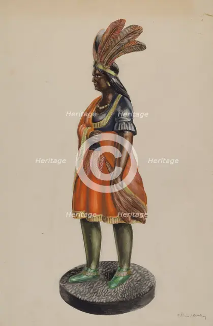 Wooden Indian, c. 1937. Creator: William Kerby.
