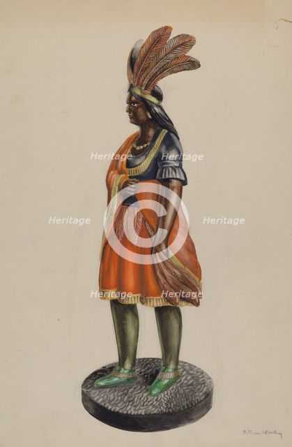Wooden Indian, c. 1937. Creator: William Kerby.