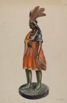 Wooden Indian, c. 1937. Creator: William Kerby