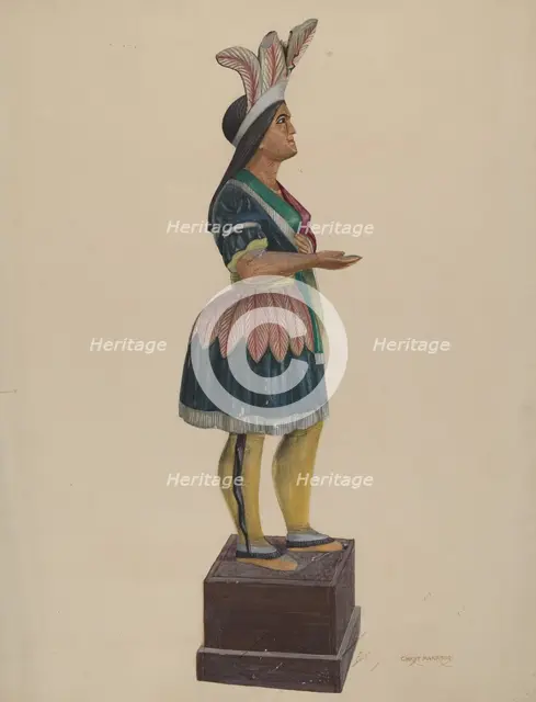 Wooden Indian, c. 1937. Creator: Chris Makrenos.