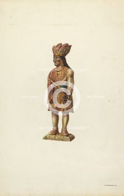 Wooden Indian, c. 1937. Creator: Gerald Transpota.