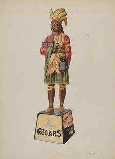 Wooden Indian, c. 1940. Creator: Robert W.R. Taylor