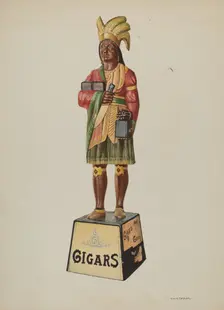 Wooden Indian, c. 1940. Creator: Robert W.R. Taylor