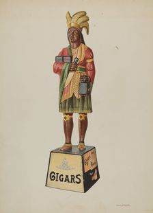 Wooden Indian, c. 1940. Creator: Robert W.R. Taylor