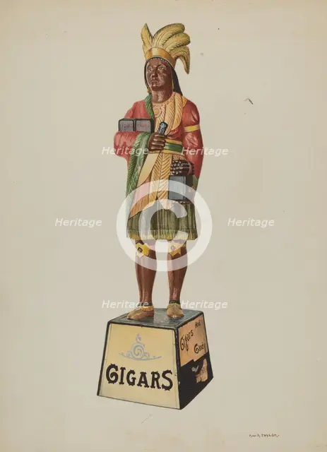 Wooden Indian, c. 1940. Creator: Robert W.R. Taylor.