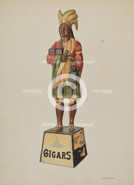 Wooden Indian, c. 1940. Creator: Robert W.R. Taylor.