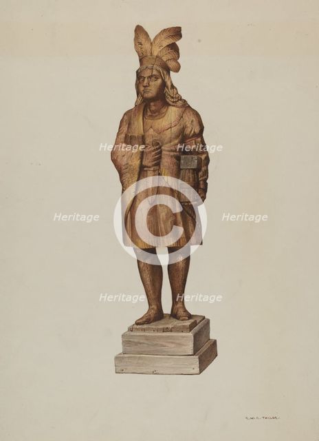 Wooden Indian, c. 1940. Creator: Robert W.R. Taylor.