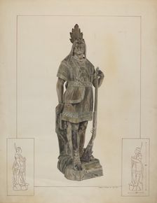 Wooden Indian Chief, c. 1937. Creator: Ernest A Towers Jr