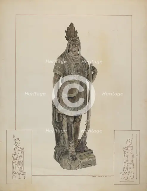 Wooden Indian Chief, c. 1937. Creator: Ernest A Towers Jr.
